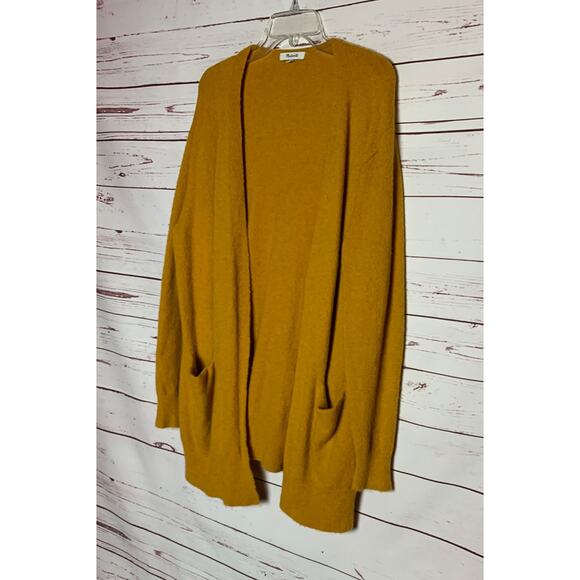 Madewell Women's M Medium Gold Mustard Alpaca Wool Open Pockets Sweater Cardigan - Picture 5 of 11